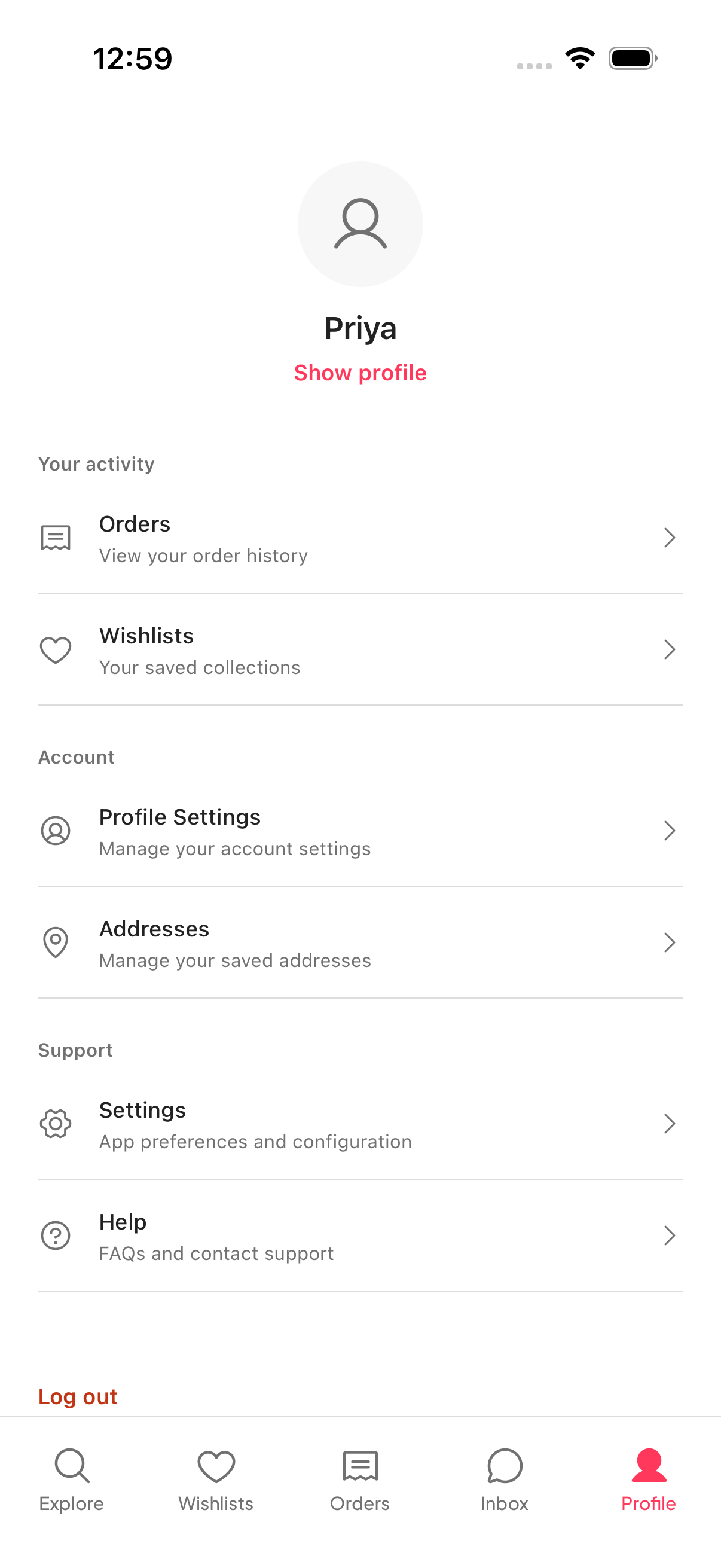 Warmth profile screen