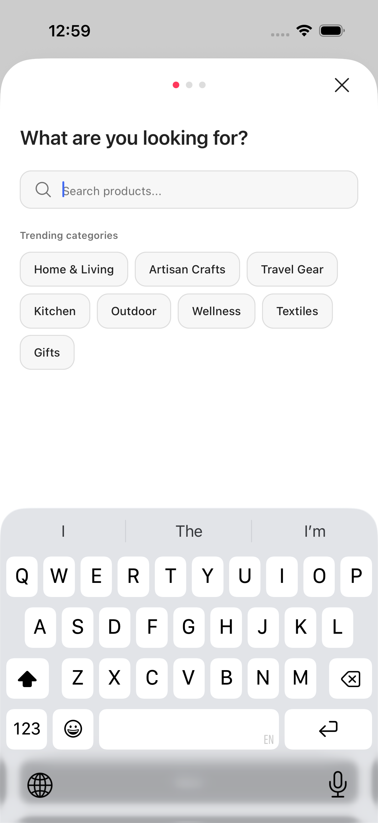 Warmth search screen