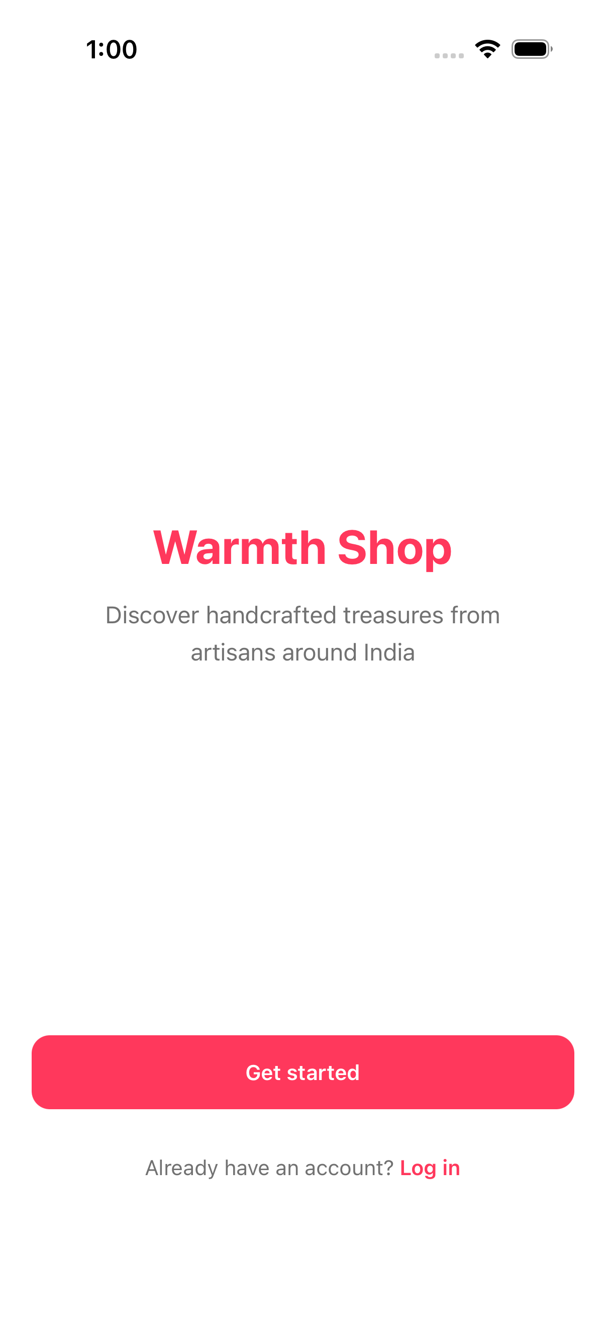 Warmth welcome screen