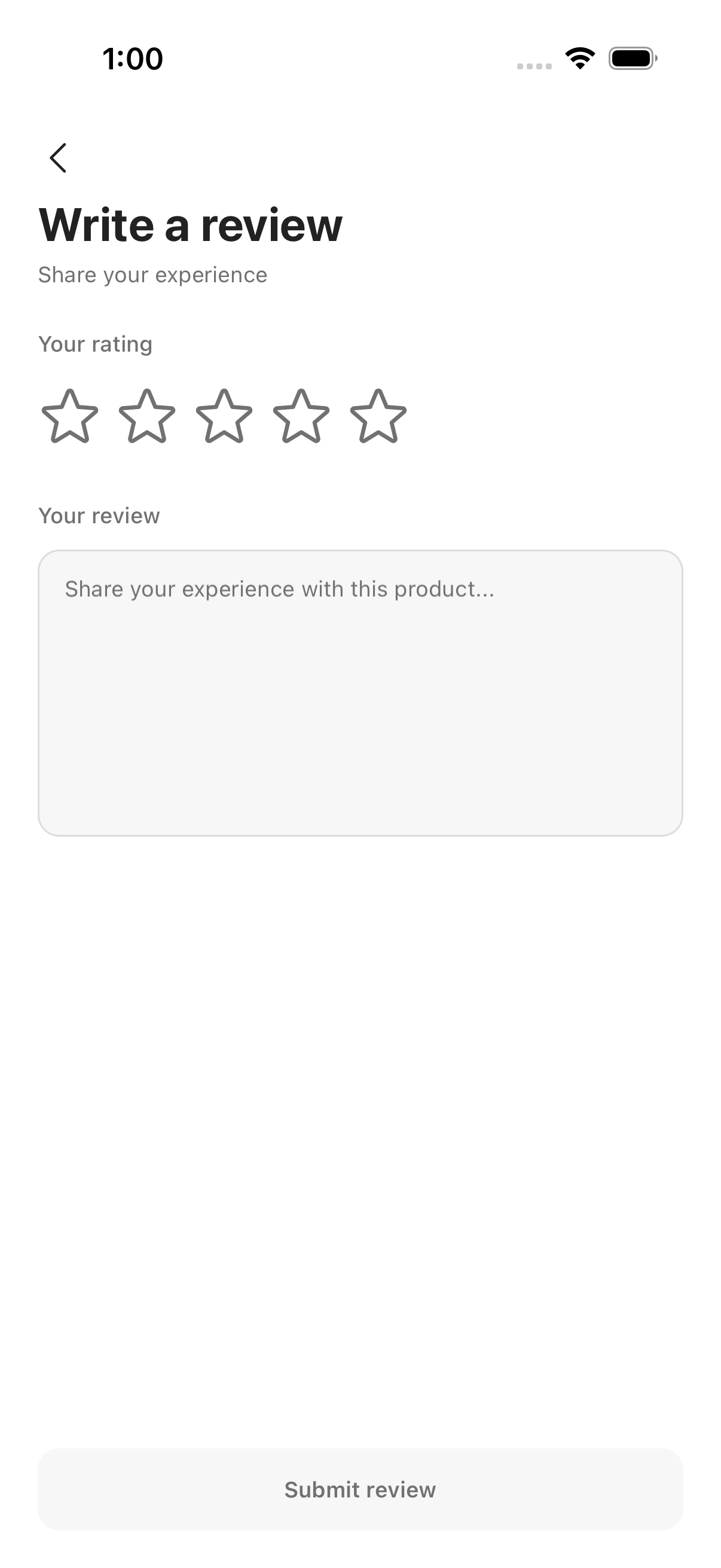 Warmth write review screen